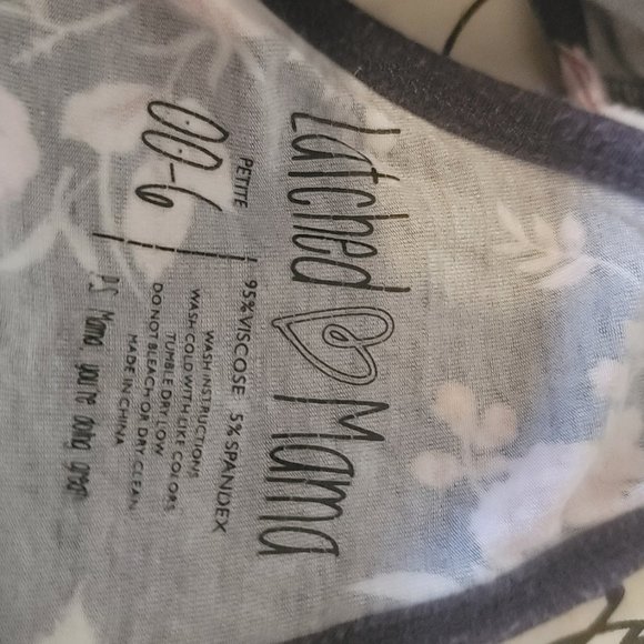 Latched Mama Petite Navy Peach Floral Romper and earrings - Picture 3 of 5